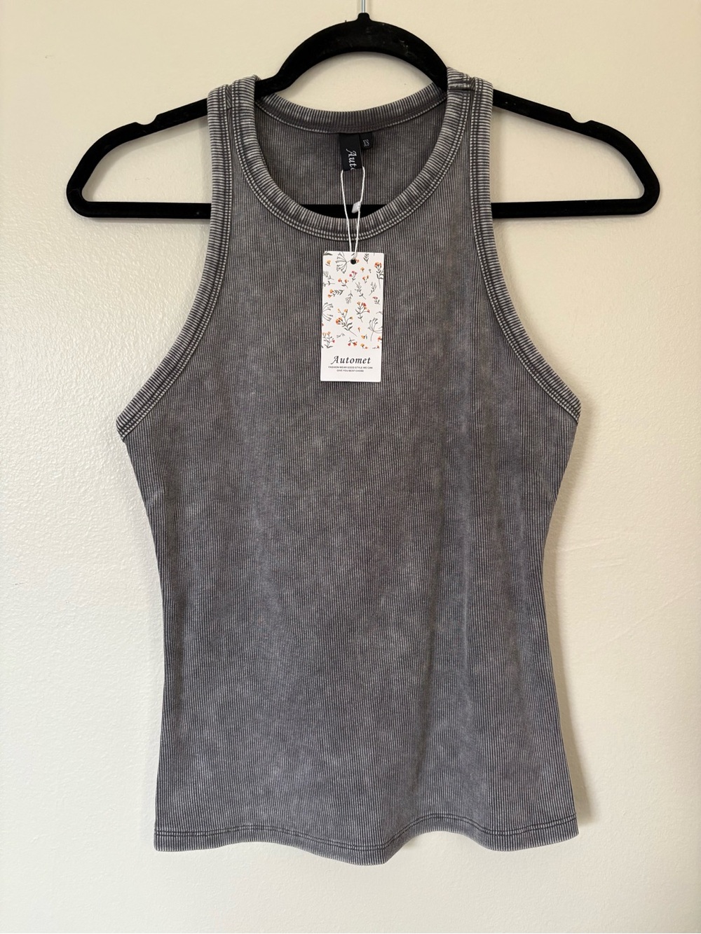 Automet Gray Ribbed Acid Wash Tank Size XS NWT